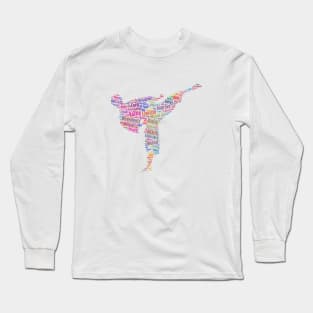 Karate Martial Art Silhouette Shape Text Word Cloud Long Sleeve T-Shirt